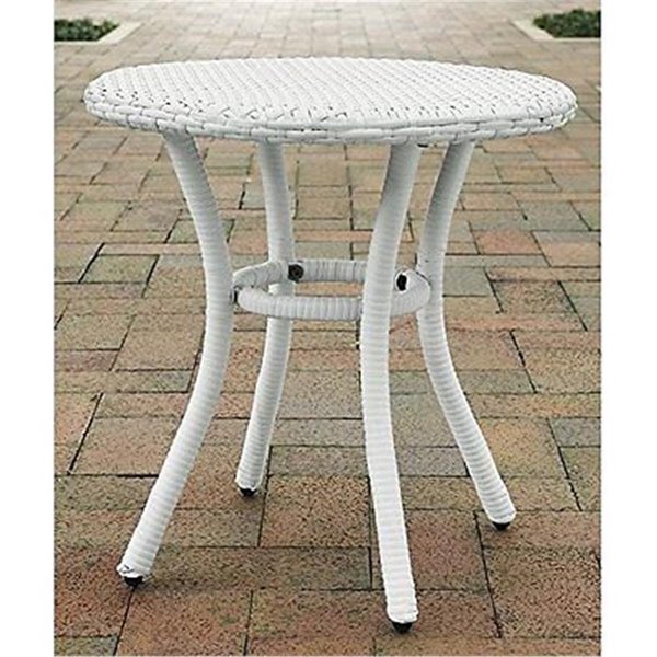 Veranda Palm Harbor Outdoor Wicker Round Side Table; White VE383116